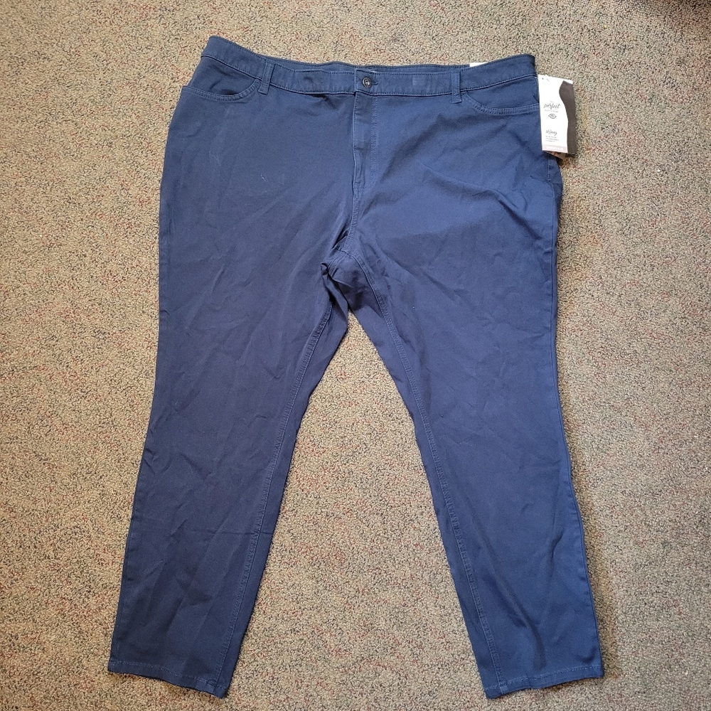 Dickies Women's The Plus Perfect Shape Pants Skinny Blue New w/ Tags Size 24 Reg